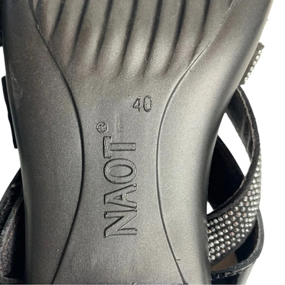 Naot Formal Black Patent Rhinestone Crisscross Heels Sandal EUR 40 US 9-9.5 - Picture 15 of 16
